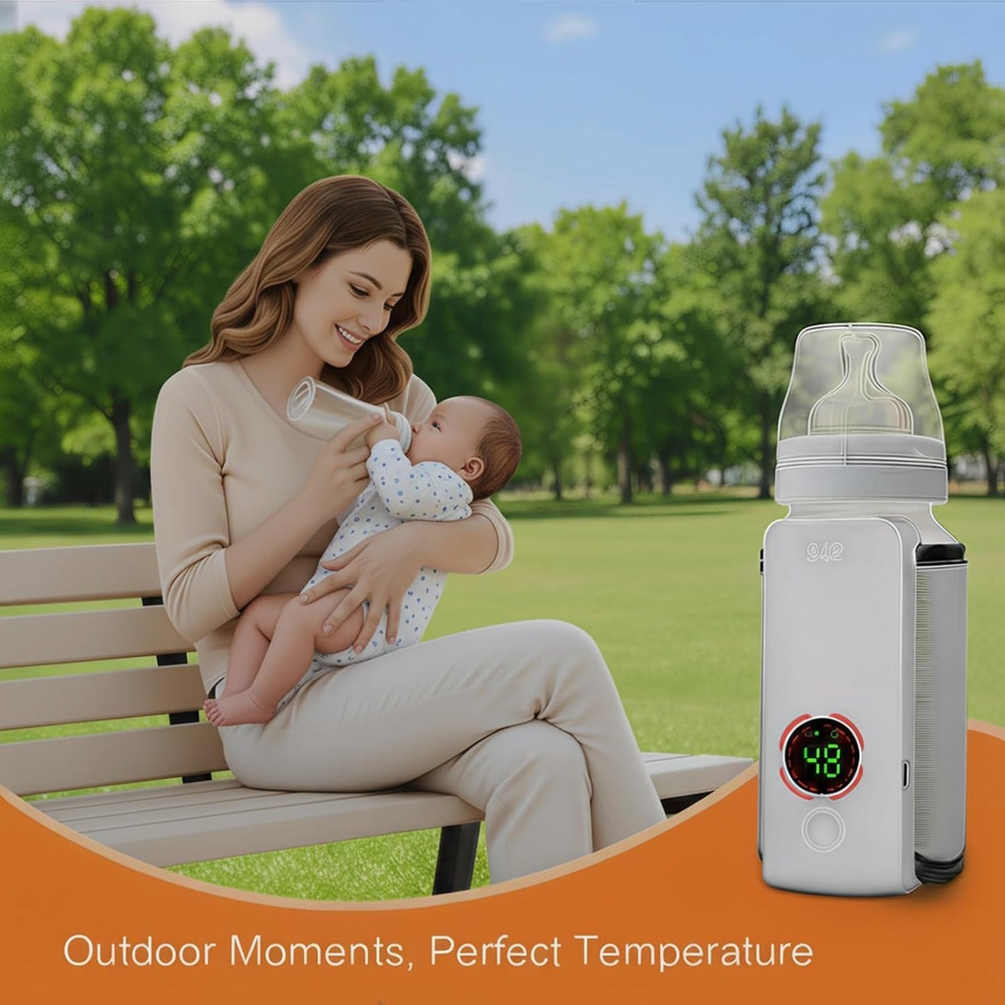 Portable Rechargeable Baby Bottle Warmer with Digital Temperature Display
